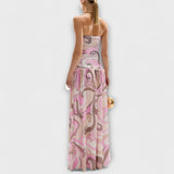 Tatum - Pastellfarbenes schulterfreies Maxikleid