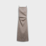 Clara - Graubraunes fliessendes Leinen-Maxikleid