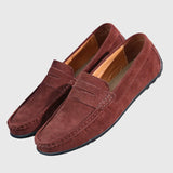 Roswitha - Bordeauxrote Wildleder-Slipper