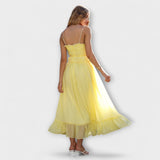 Celine - Gelbes Maxikleid mit Rüschensäumen