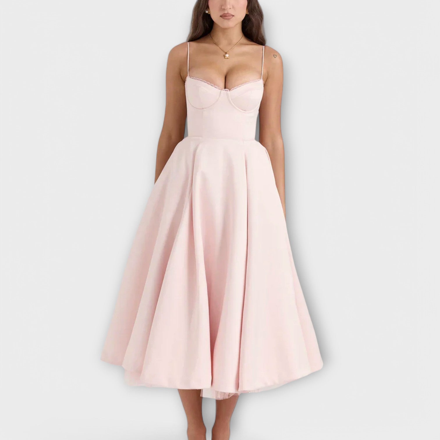 Mélie - Schwarzes Sommerkleid mit Korsett-Detail