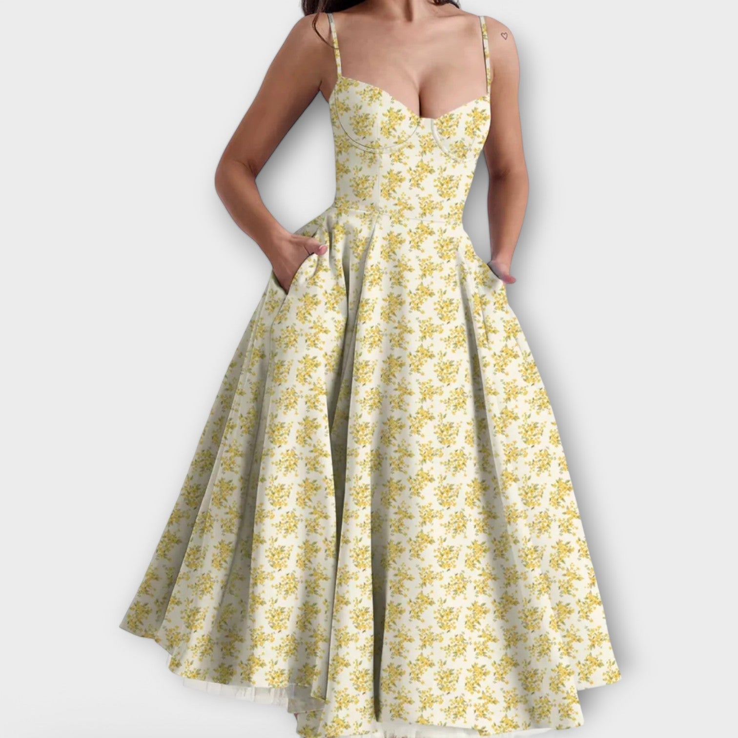 Mélie - Schwarzes Sommerkleid mit Korsett-Detail