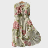 Romantisches Rosenblüten-Leinenkleid