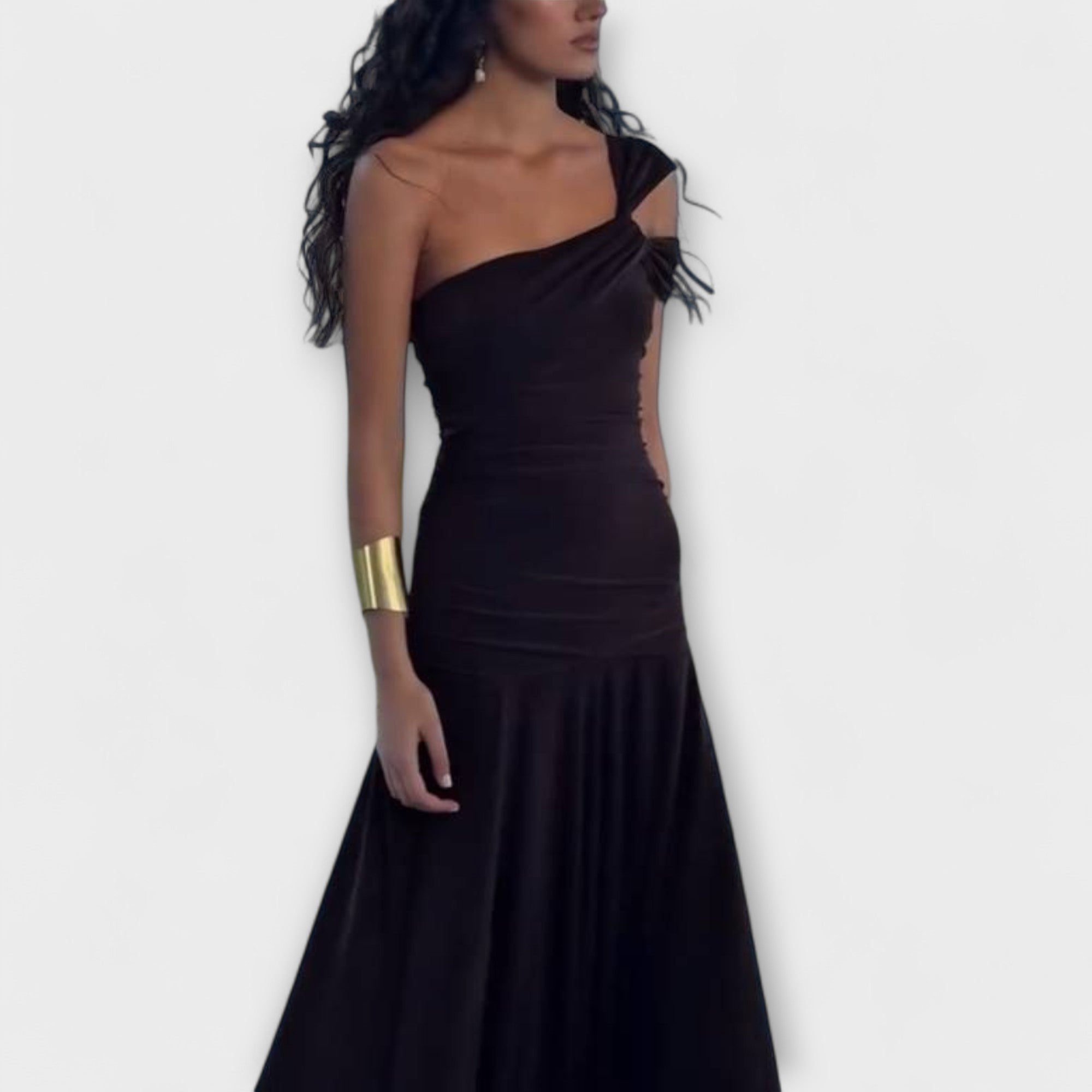 Margot - Schwarzes Off-Shoulder-Maxikleid