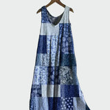 Blau-weisses Patchwork-Kleid