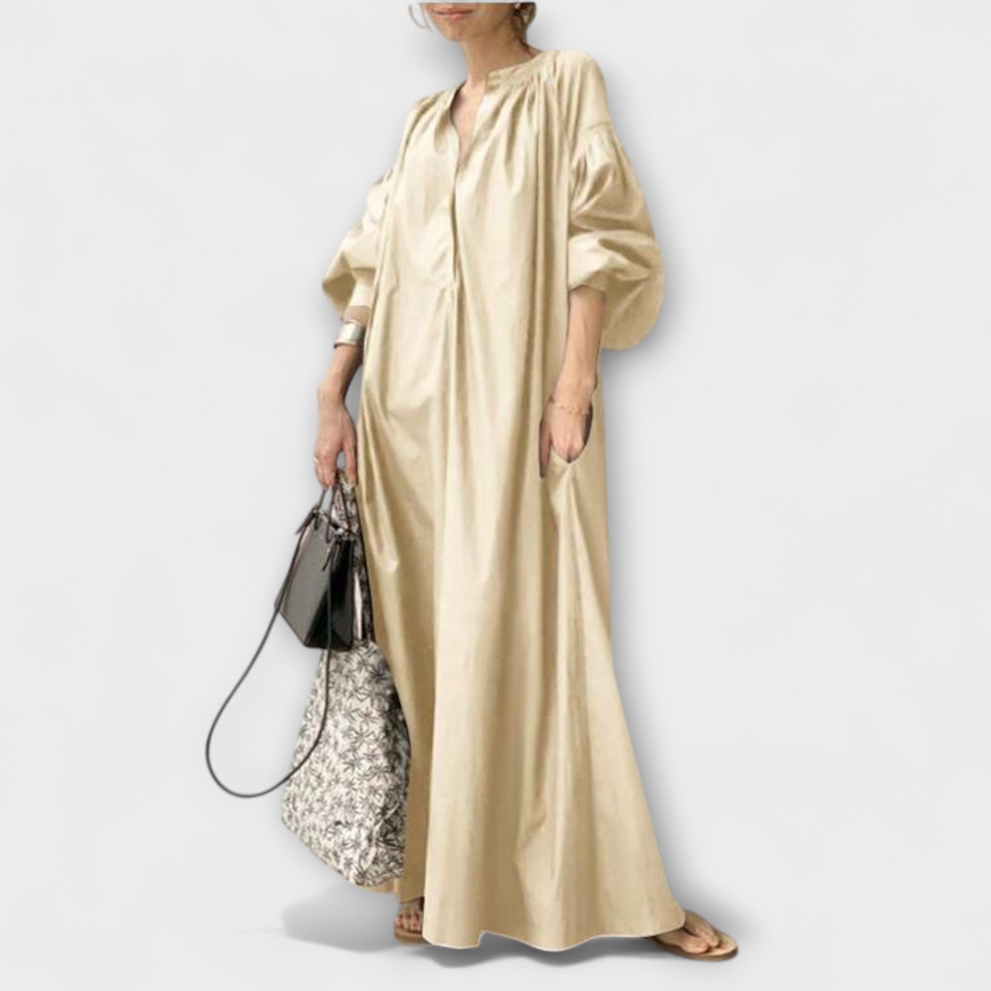 Gerhilde - Weisses elegantes Maxikleid