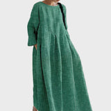 Rostrotes Streifen-Leinenkleid