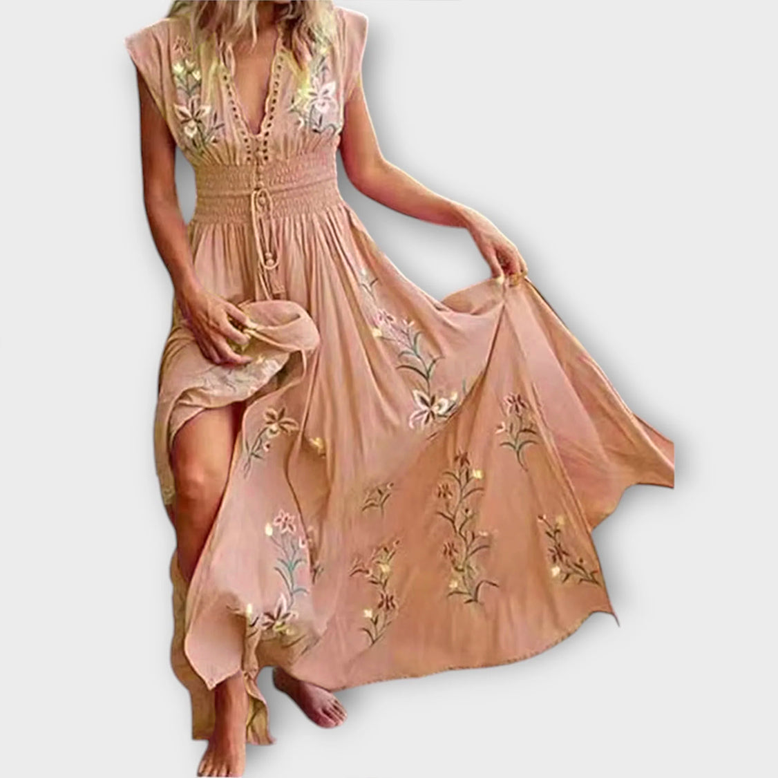 Felizia - Pinkes Boho-Kleid mit Stickereien