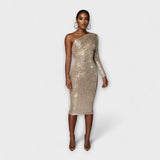 Margely - Goldenes One-Shoulder-Abendkleid mit Pailletten