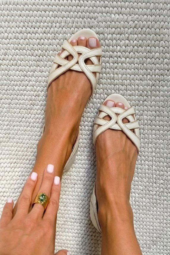 Camilla | Elegante Geflochtene Sandalen in Creme
