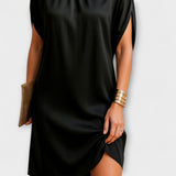 Trudy - Elegantes schwarzes Kleid mit Stehkragen
