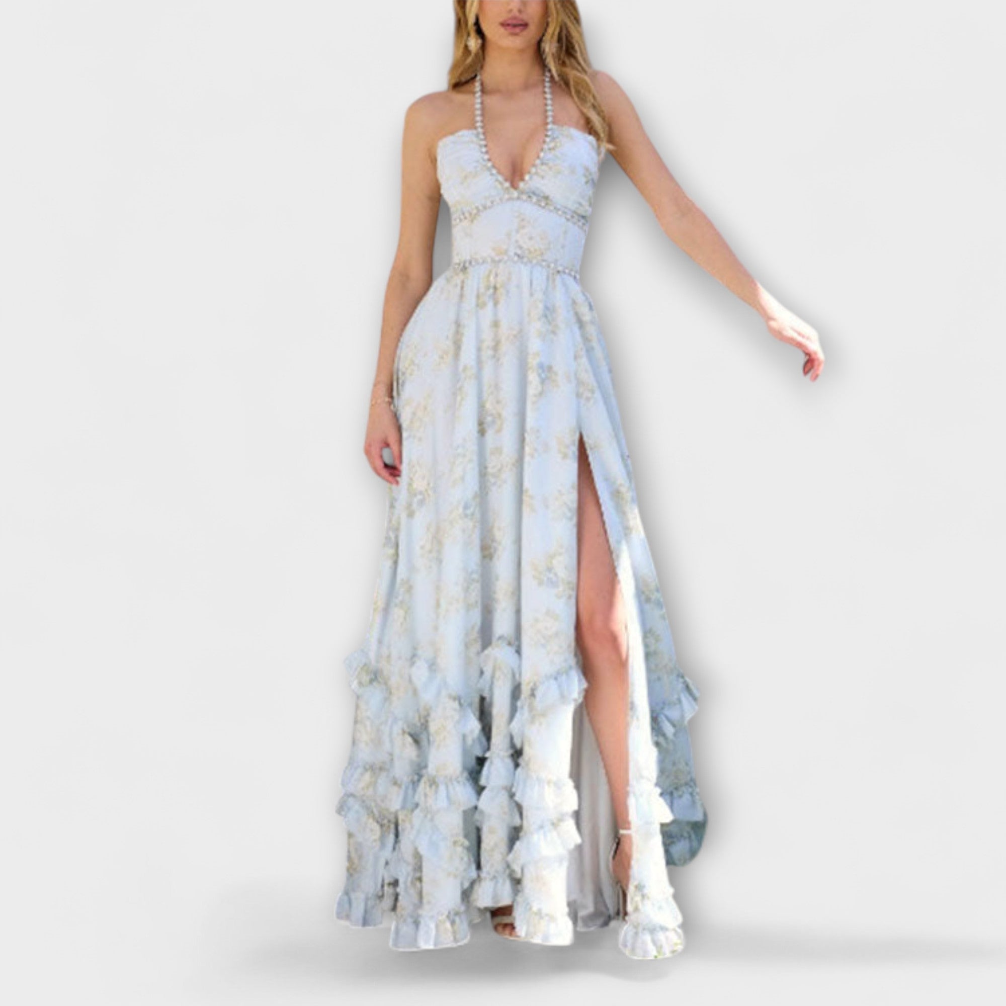 Luzie - Rosa langes fliessendes Kleid