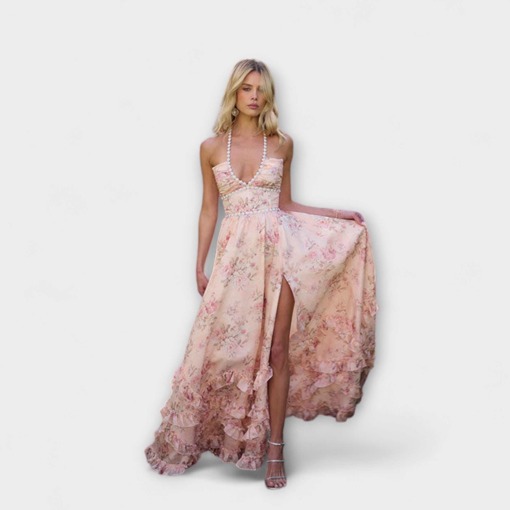Luzie - Rosa langes fliessendes Kleid