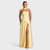 Tessa - Gelbes Maxikleid mit Schlitz