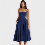 Rosalie - Salbeigrünes ärmelloses Korsettkleid