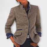 Aurea - Beige elegante Tweed-Langarmjacke