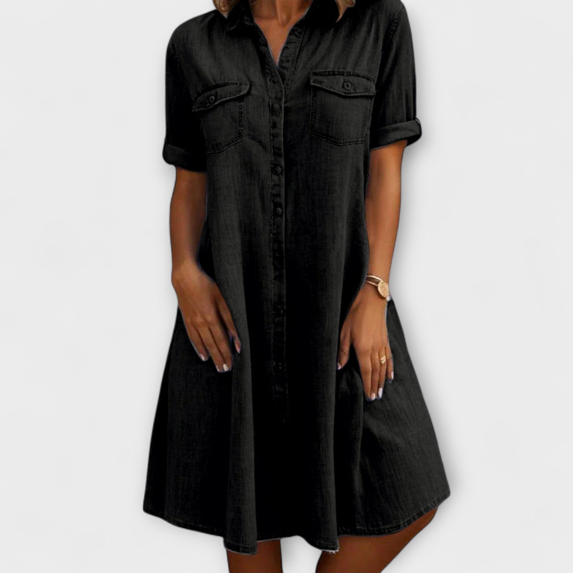 Casual A-Linien-Kleid in Jeansblau
