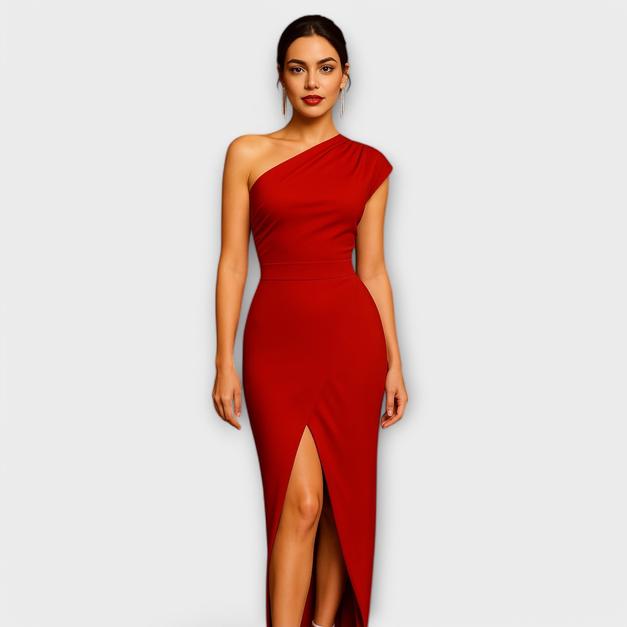 Elegantes schwarzes asymmetrisches Abendkleid
