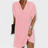 Apollonia - Schwarzes Elegantes Shift-Kleid mit V-Ausschnitt