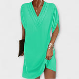 Apollonia - Schwarzes Elegantes Shift-Kleid mit V-Ausschnitt