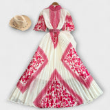 Delilah - Rot-weisses Vintage-Kleid mit Stehkragen