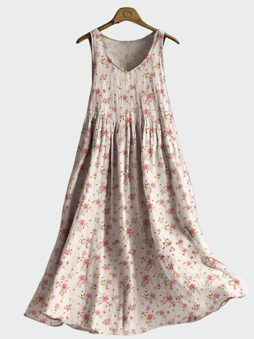 Weisses Trägerkleid mit zarten Blüten