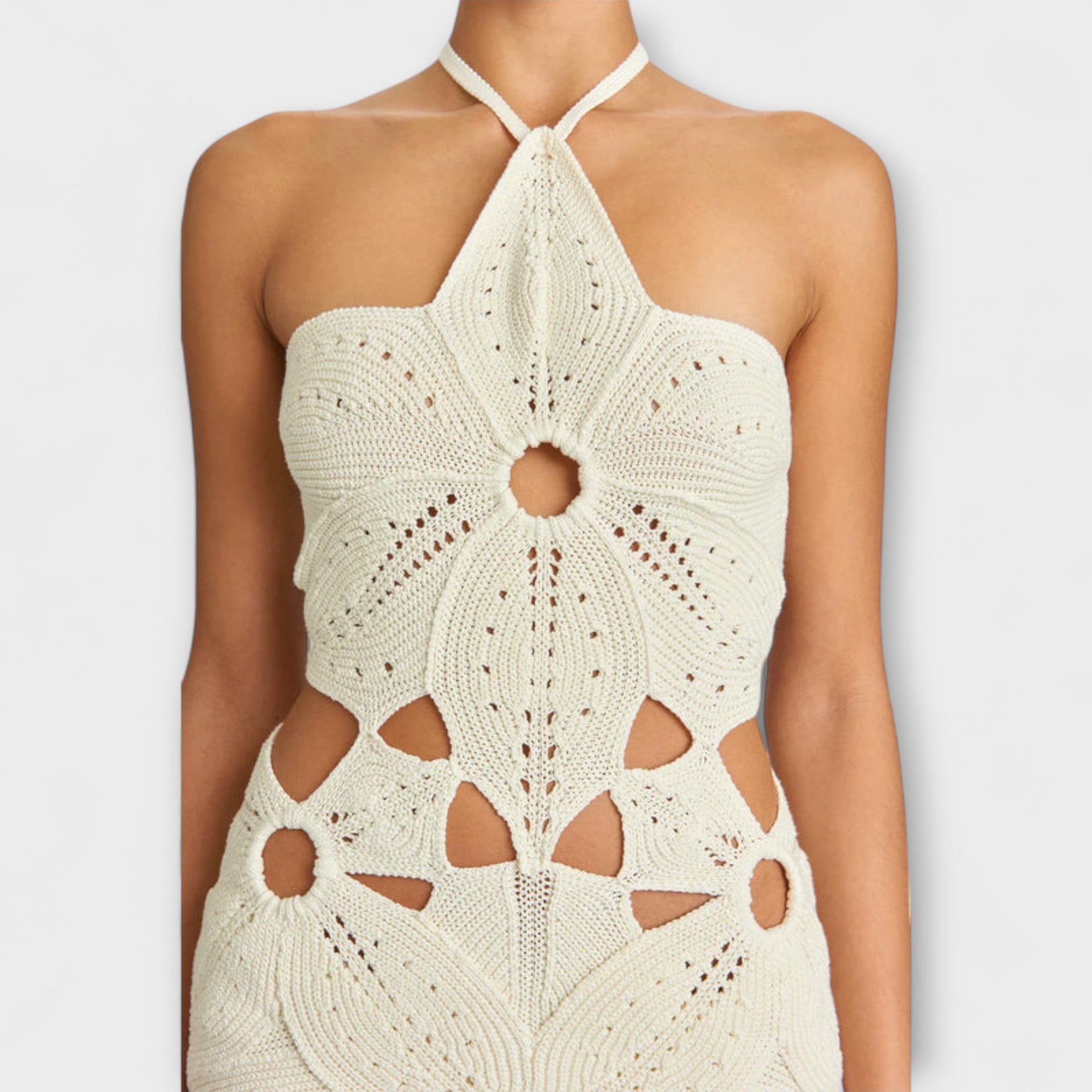 Ranyra - Elegantes cremefarbenes Häkelkleid