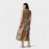 Mehrfarbiges botanisches Midikleid
