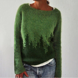Liesa | Grüner Retro-Pullover mit Tannenmuster