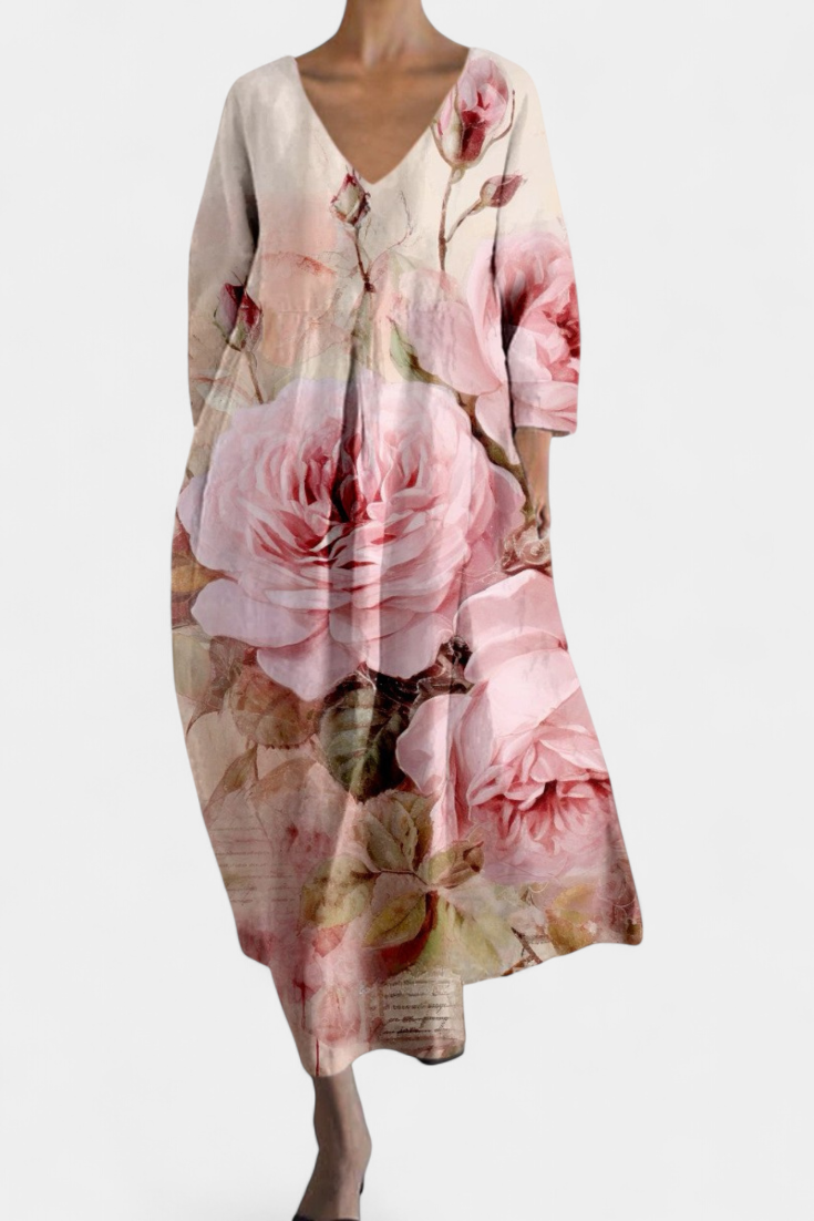 Ana - Buntes fliessendes Kleid mit Aquarellmuster