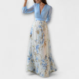 Harper - Hellblaues Blumen-Maxikleid
