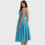 Rosalie - Salbeigrünes ärmelloses Korsettkleid