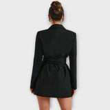Schwarzes Blazerkleid mit V-Ausschnitt