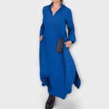 Caroline - Dunkelblaues langes fliessendes Kleid