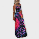 Ronja - Pink-blaues Tie-Dye-Maxikleid