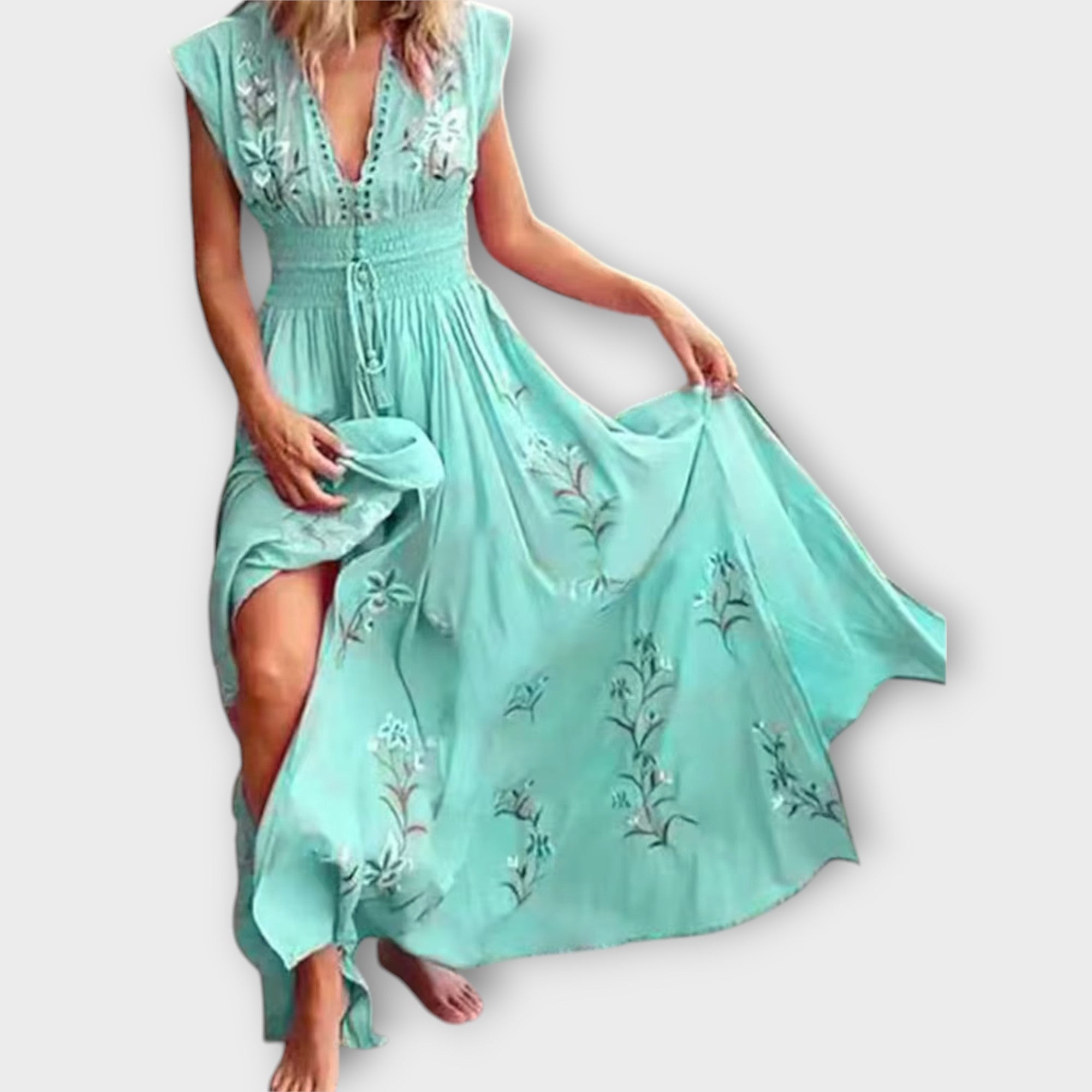 Felizia - Pinkes Boho-Kleid mit Stickereien