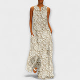Lily - Cremefarbenes Maxikleid mit Spitzenmuster
