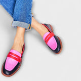 Brunhilde - Pinke Farbblock-Slipper