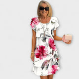Lillian - Weisses Eleganzkleid mit Blütenmuster