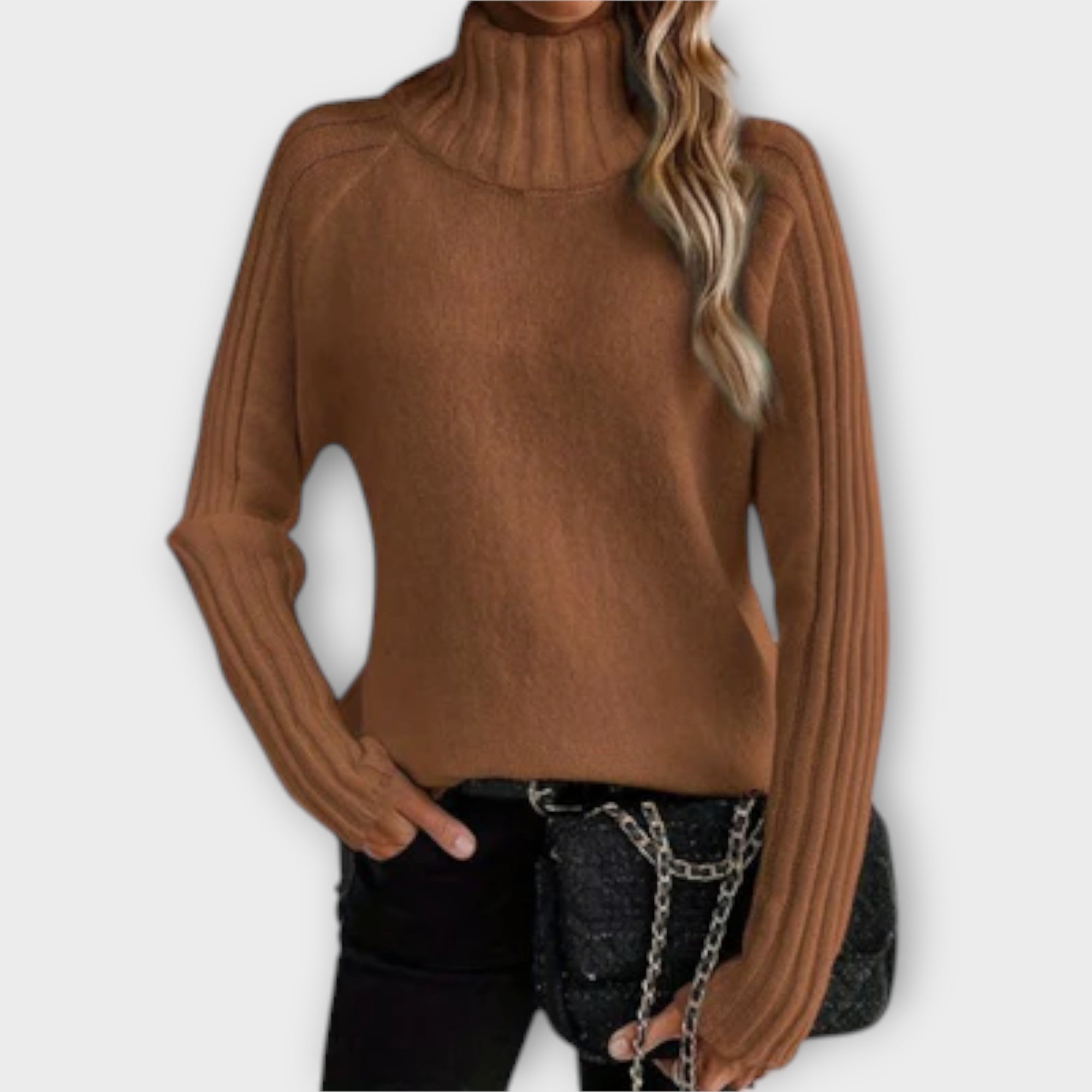 Hannah - Weisser eleganter Pullover mit Stehkragen