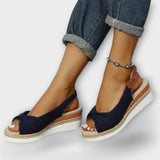 Adelgund - Rosé Espadrille-Sandalen mit Schleife
