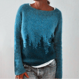 Liesa | Grüner Retro-Pullover mit Tannenmuster