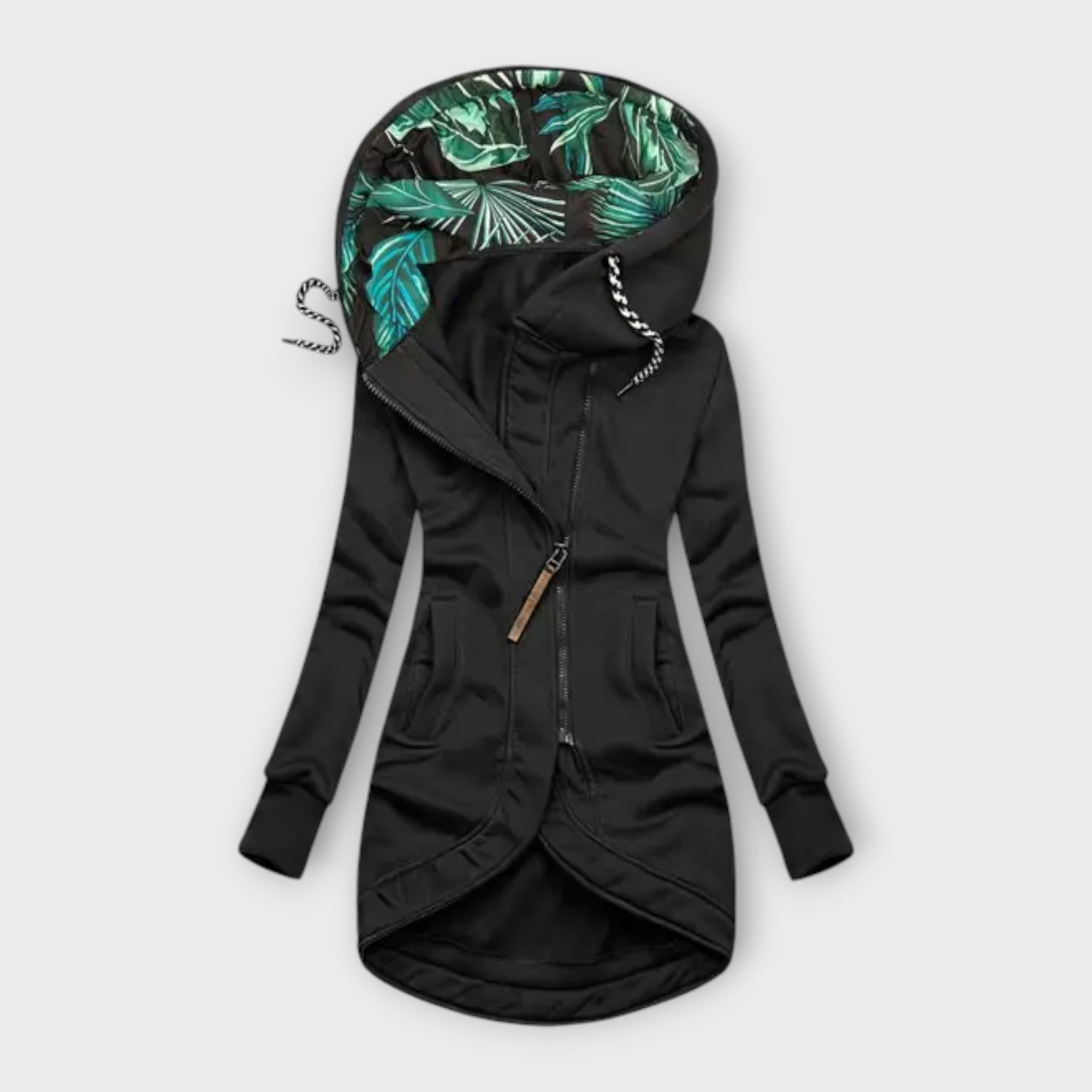Nora - Olivgrüne elegante Jacke mit Print