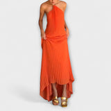 Poppy - Orange Maxikleid mit Plissee