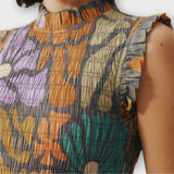 Mehrfarbiges botanisches Midikleid