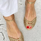 Isadora | Goldene Geflochtene Sandalen