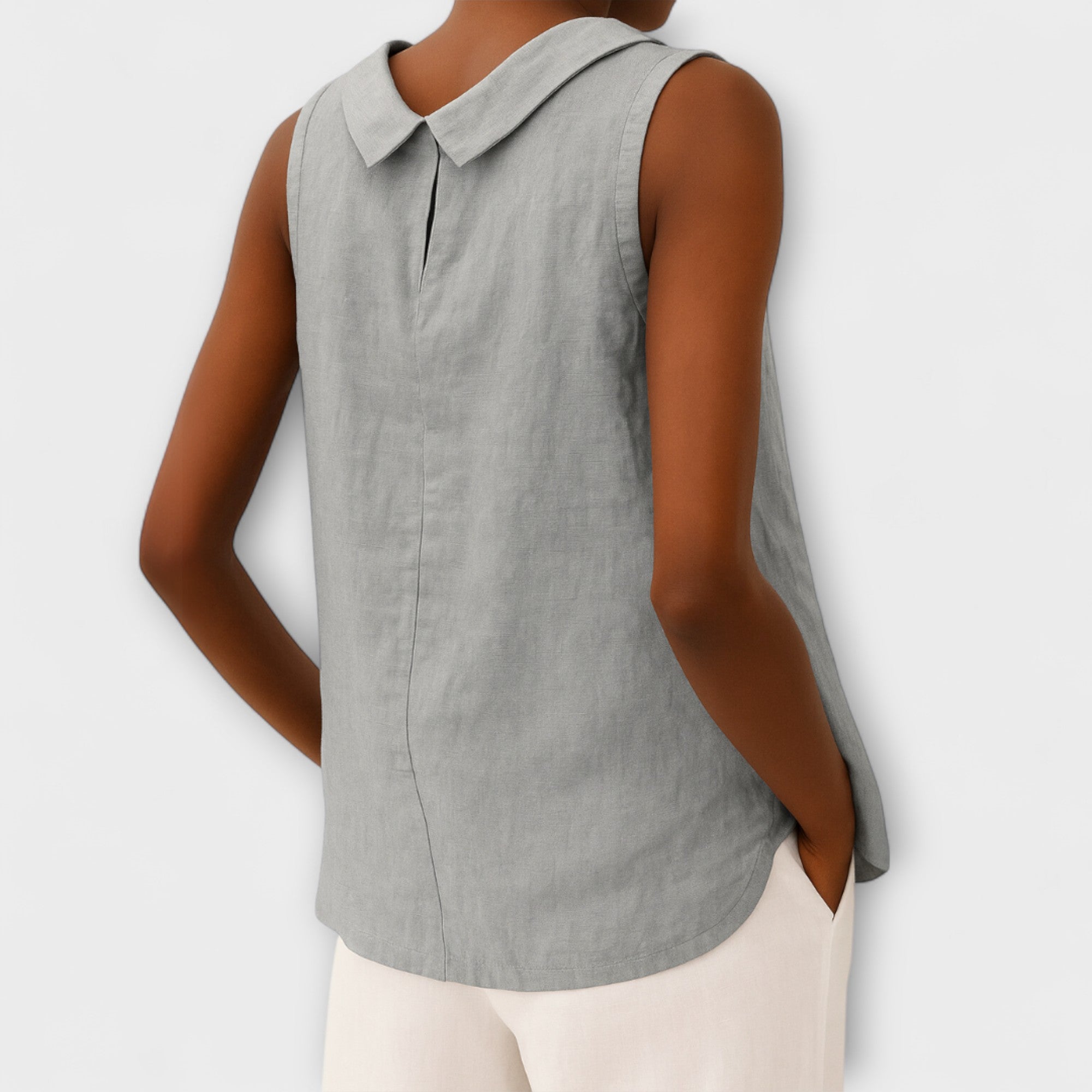 Brianna - Beige elegantes ärmelloses Top