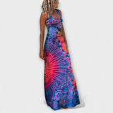 Ronja - Pink-blaues Tie-Dye-Maxikleid