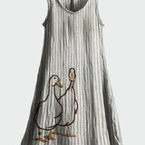 Graues Streifenkleid mit Entenpaar