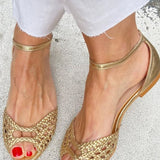 Isadora | Goldene Geflochtene Sandalen
